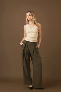 Pantalón Trouser Pinzas Olive Thompson