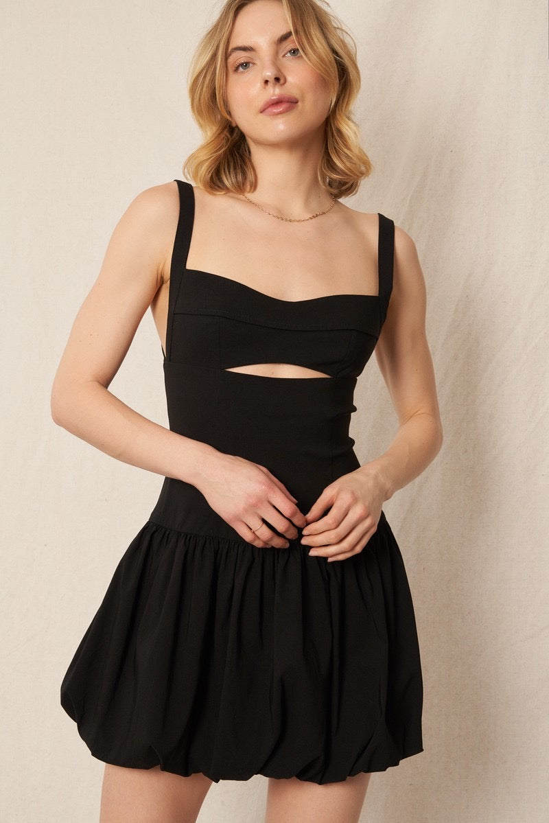 Vestido Negro Balloon Cut Out Liz