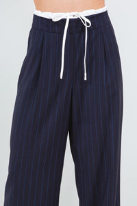 Pantalón Trouser Contrast Dark Navy Stripes Blue