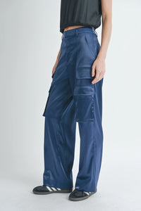 Pantalón Cargo Satin Azul