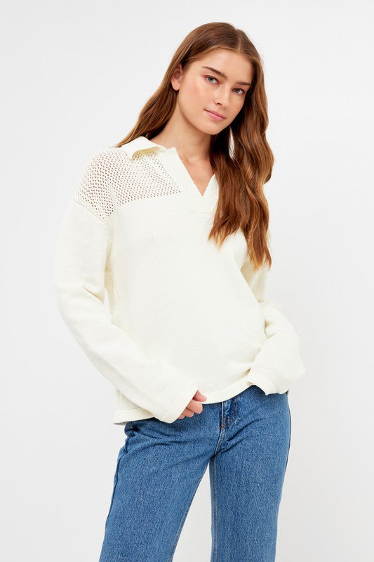 Suéter Knit Ivory Net Boite