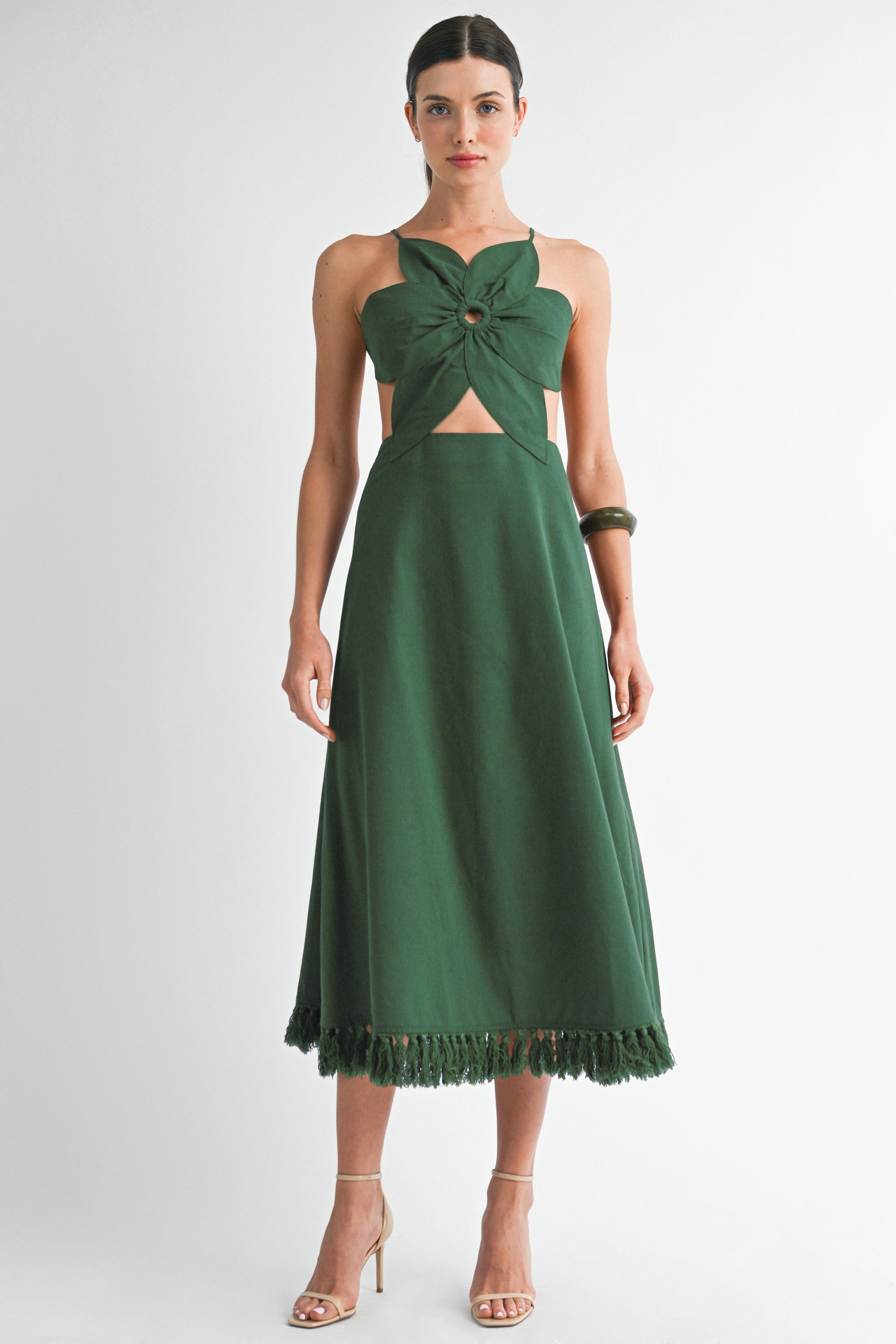 Vestido Linen Flower Emma Verde