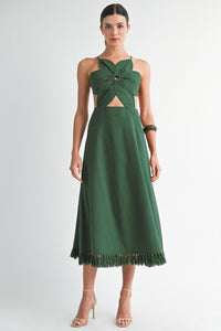 Vestido Linen Flower Emma Verde