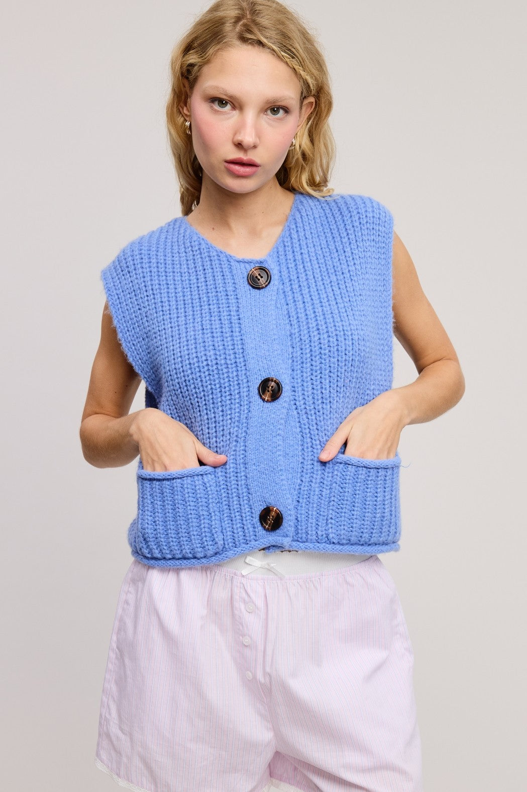 Chaleco Knit Azul Gabriela