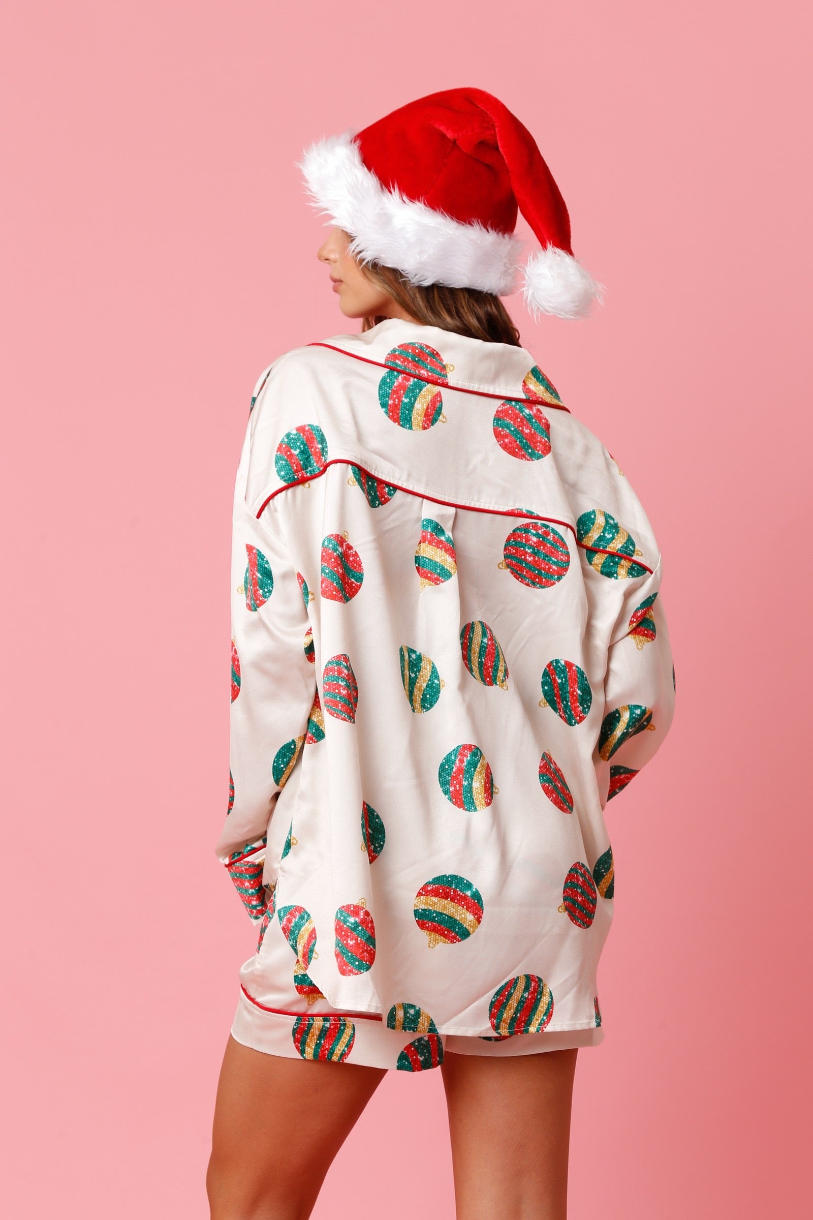 Pijama Navidad Satin Ivory Bambalinas