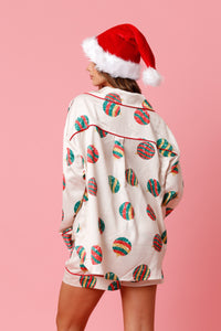Pijama Navidad Satin Ivory Bambalinas