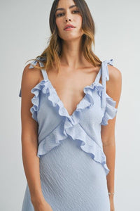 Vestido Largo Azul Ruffle Alex