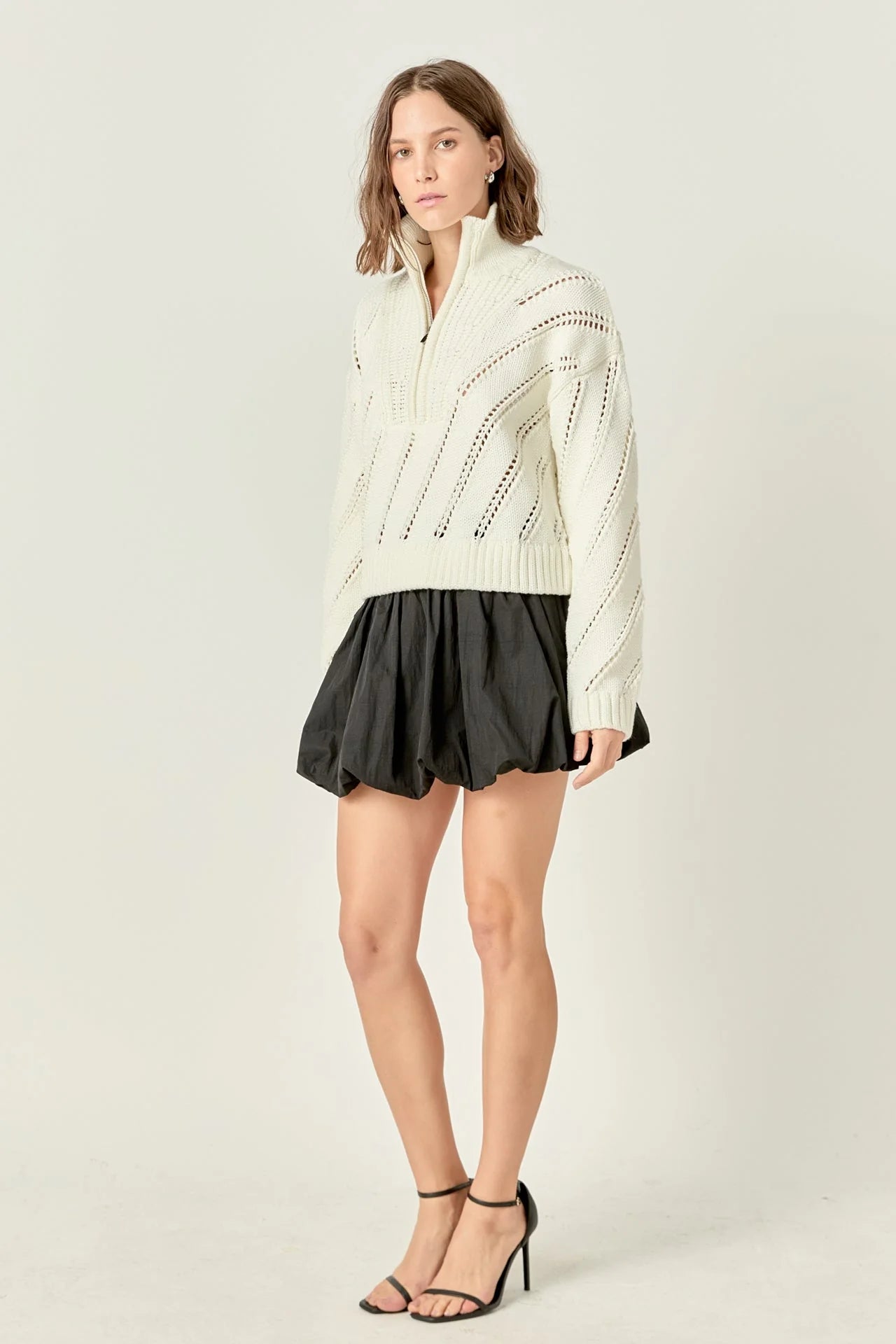 Suéter Blanco Knit Zipper Wendy