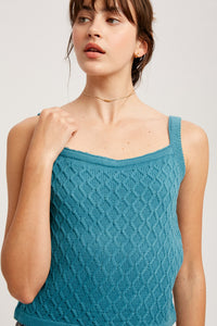 Top Cable Knit Teal Quinn