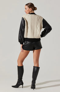 Chaqueta Leather Cable Knit Mix Fionn