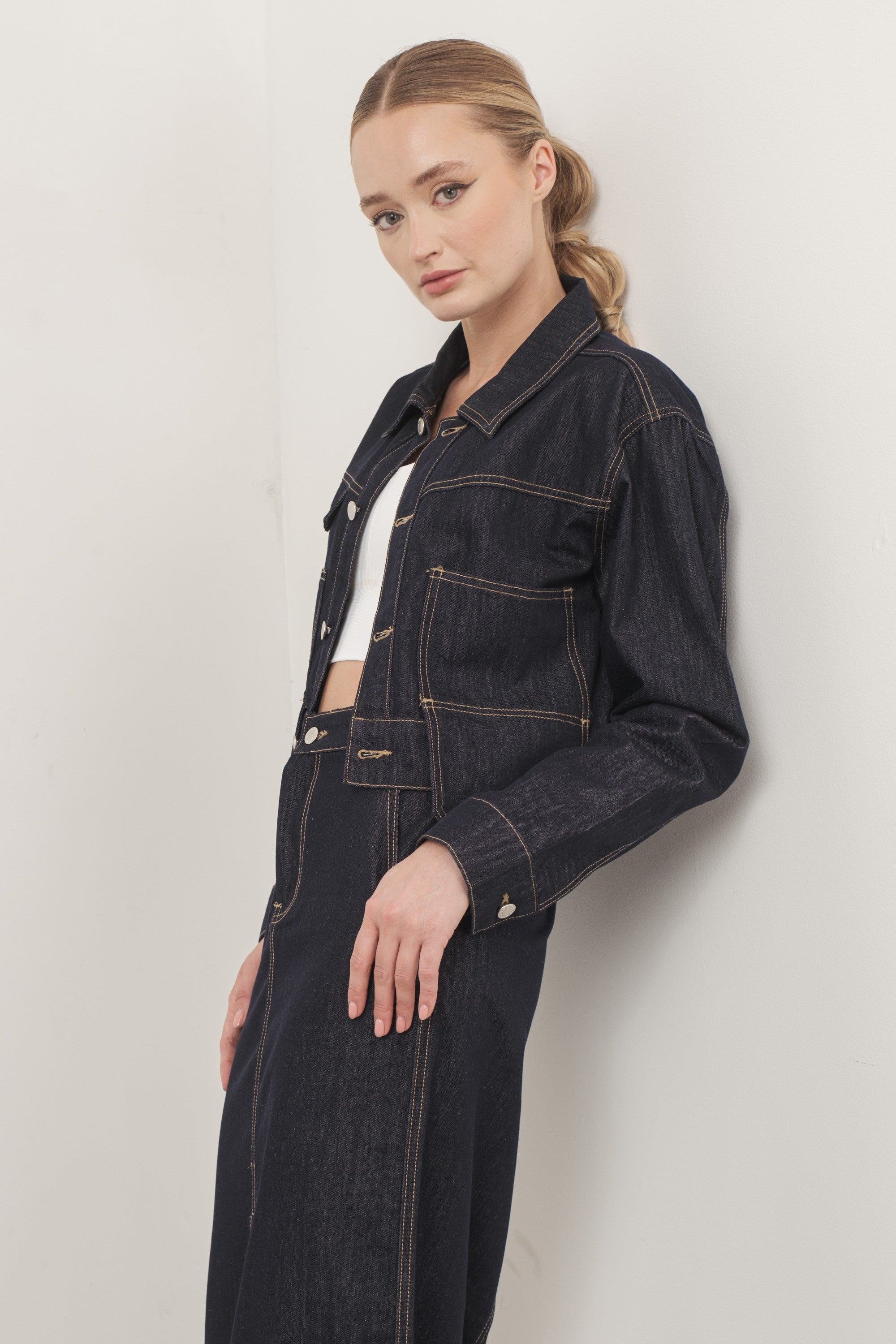 Chaqueta Dark Denim Stitches Cleo