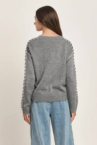 Suéter Gris Contrast Stitches Grace