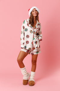 Pijama Navidad Satin Ivory Bambalinas