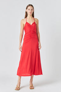 Vestido Rojo Halter Arruchado Nuria
