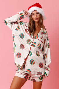 Pijama Navidad Satin Ivory Bambalinas