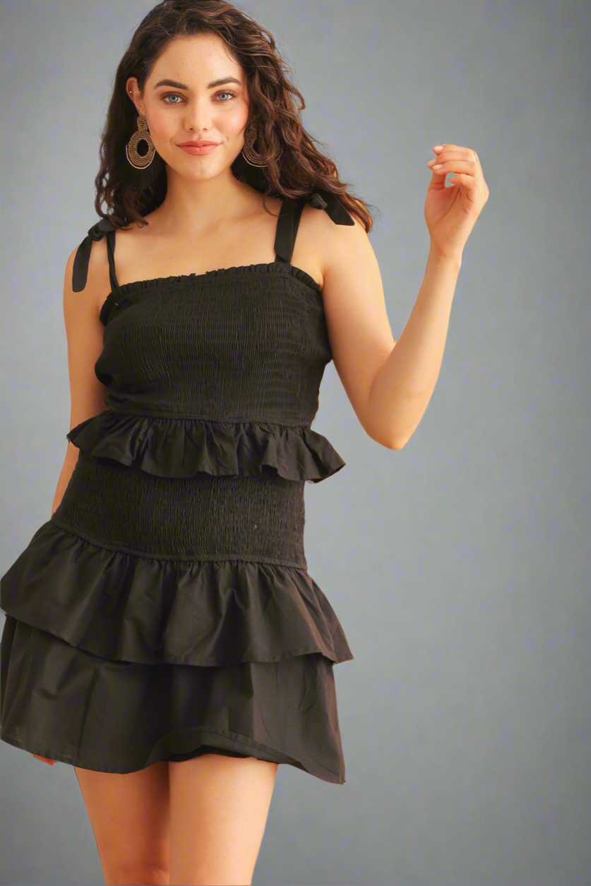 Vestido Negro Ruffle Lara FINAL SALE