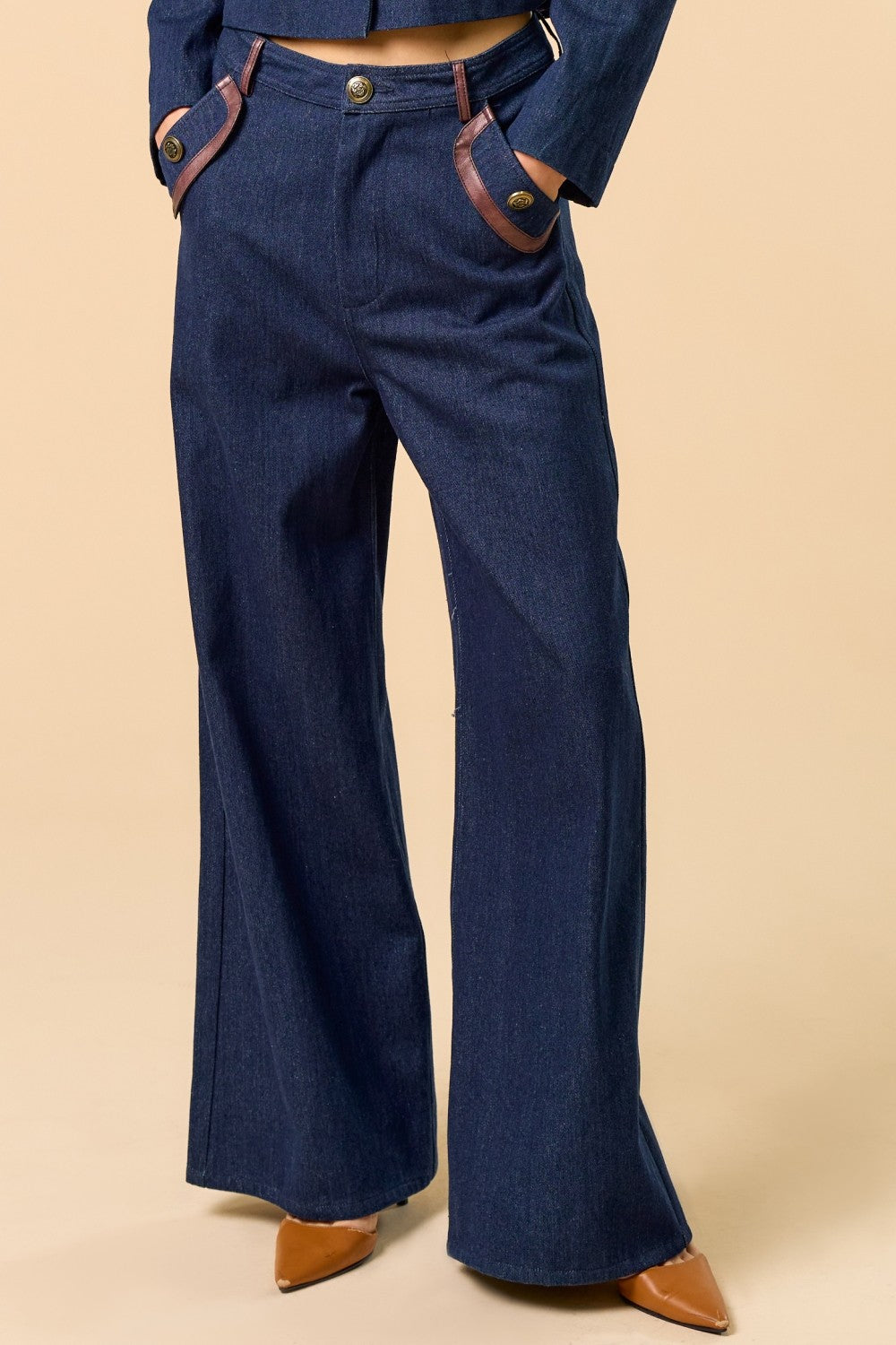 Pantalón Denim Leather Trim Ember
