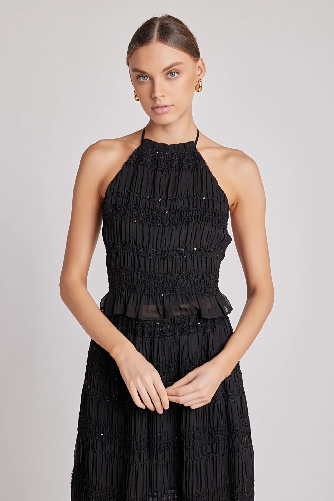 Set Top/Falda Chiffon Sequins Renata