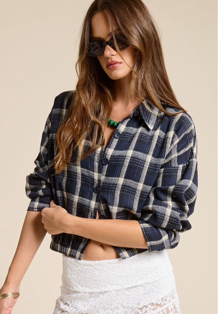 Camisa Plaid Navy Bomber Bonnie
