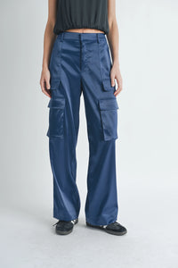 Pantalón Cargo Satin Azul