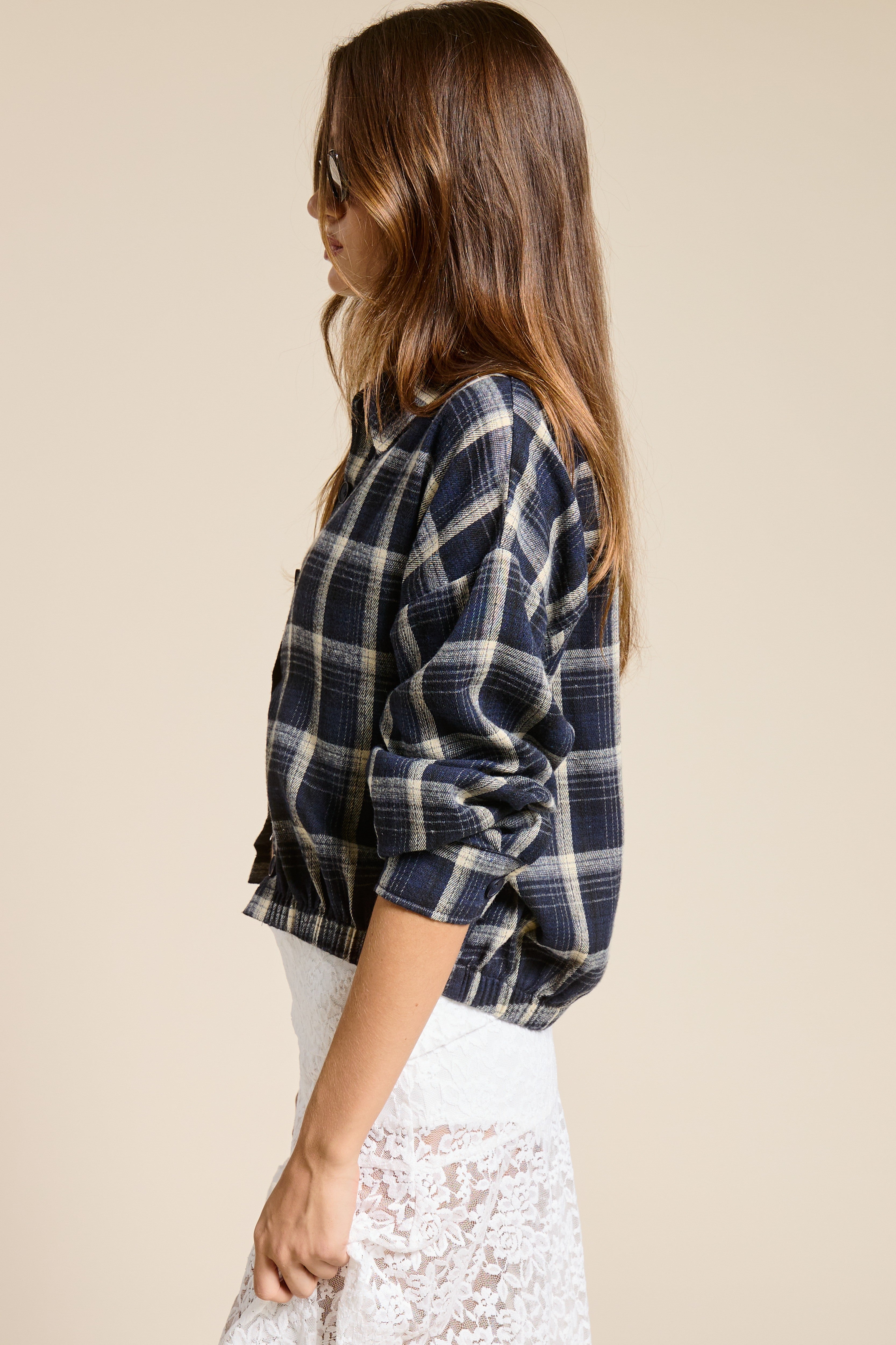Camisa Plaid Navy Bomber Bonnie