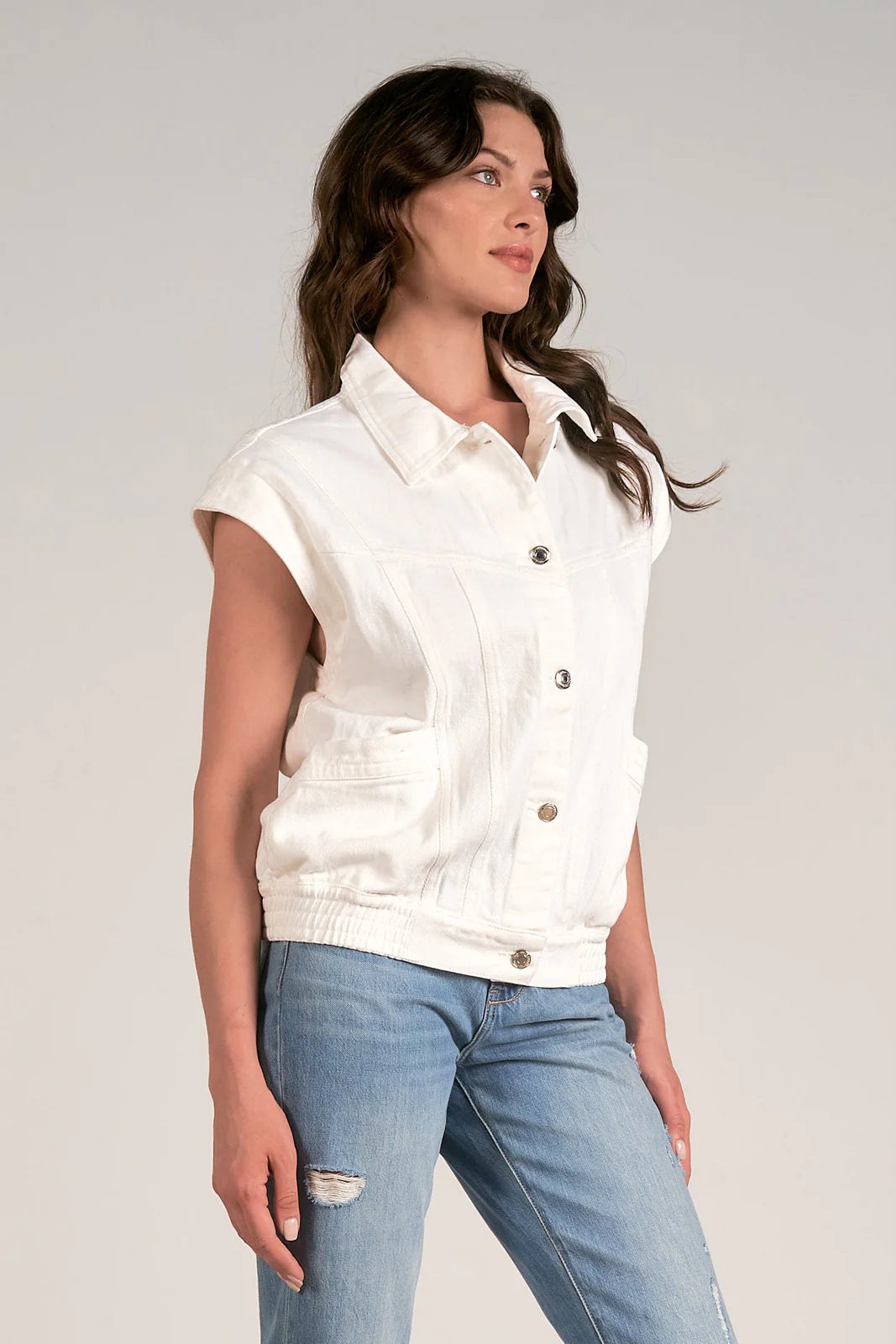 Chaleco Denim Blanco Joy