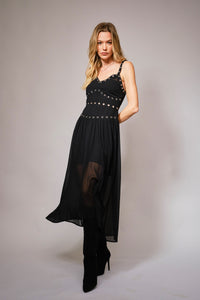 Vestido Negro Eyelet Chiffon Julia