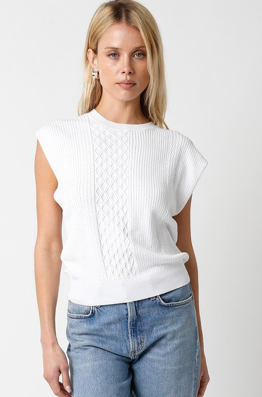 Chaleco Blanco Cable Knit Ellie