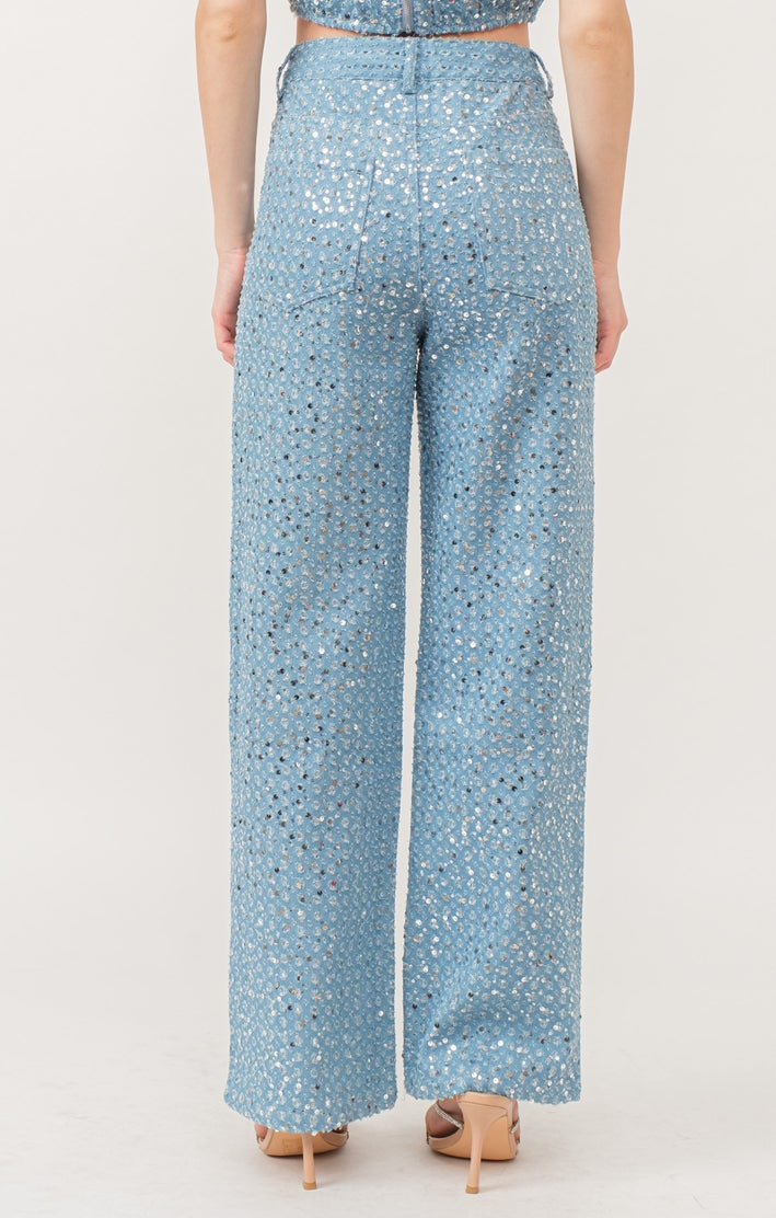 Pantalón Denim Sequin Embellished Light FINAL SALE