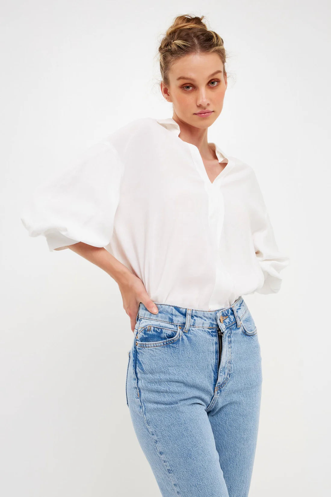 Camisa Blanca V Neck Lissie