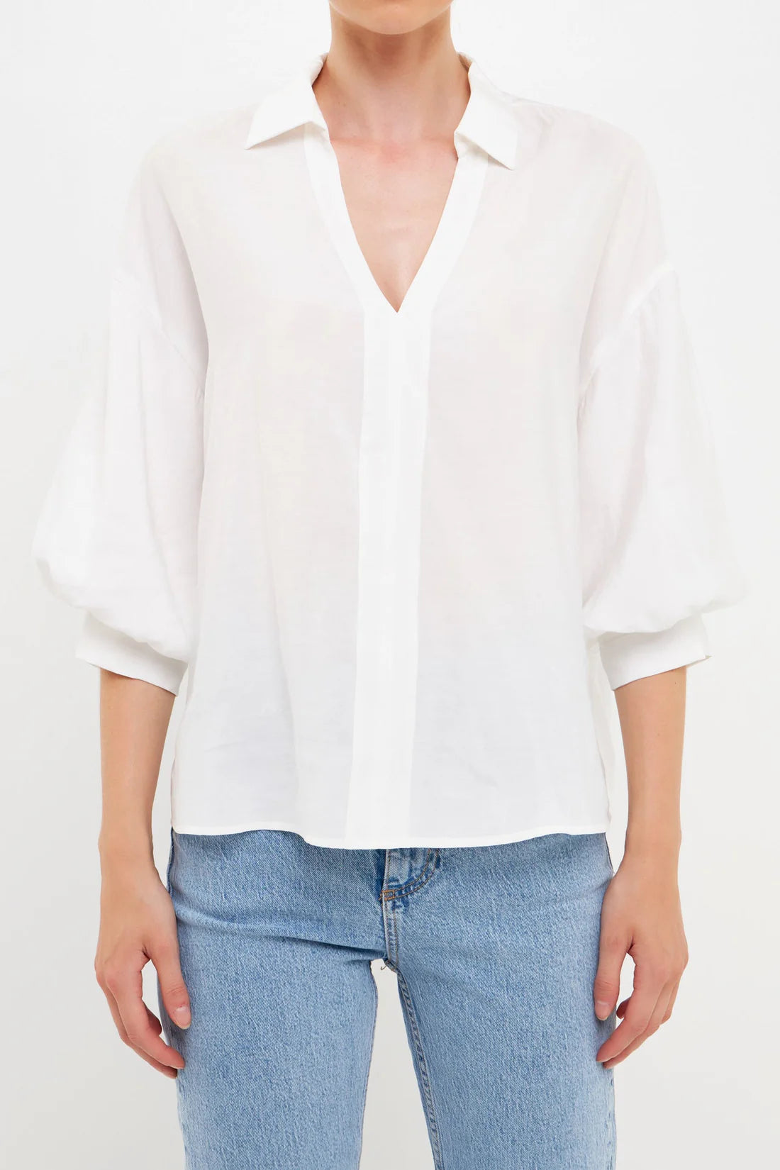 Camisa Blanca V Neck Lissie