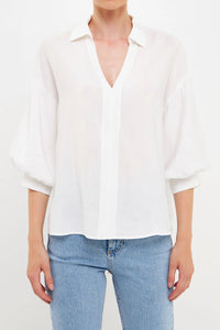 Camisa Blanca V Neck Lissie