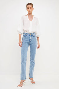 Camisa Blanca V Neck Lissie