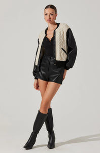 Chaqueta Leather Cable Knit Mix Fionn