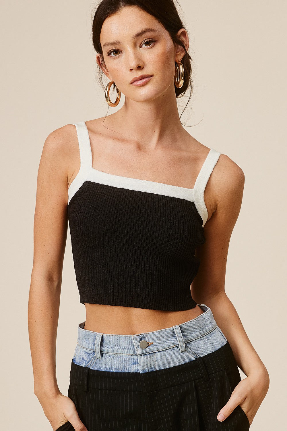 Tank Top Negro Strap Contrast Helen