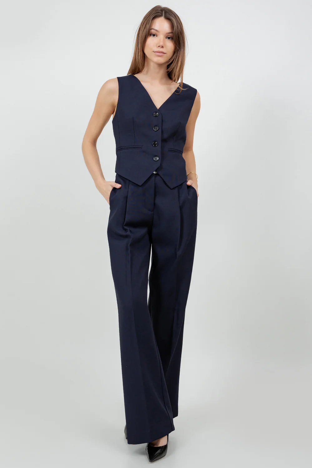 Set Chaleco Embroidery Navy Susan