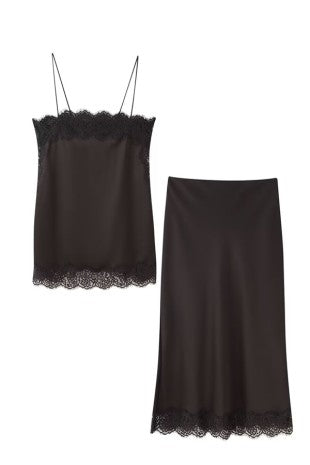 Set Satin Lace Marron Paulette