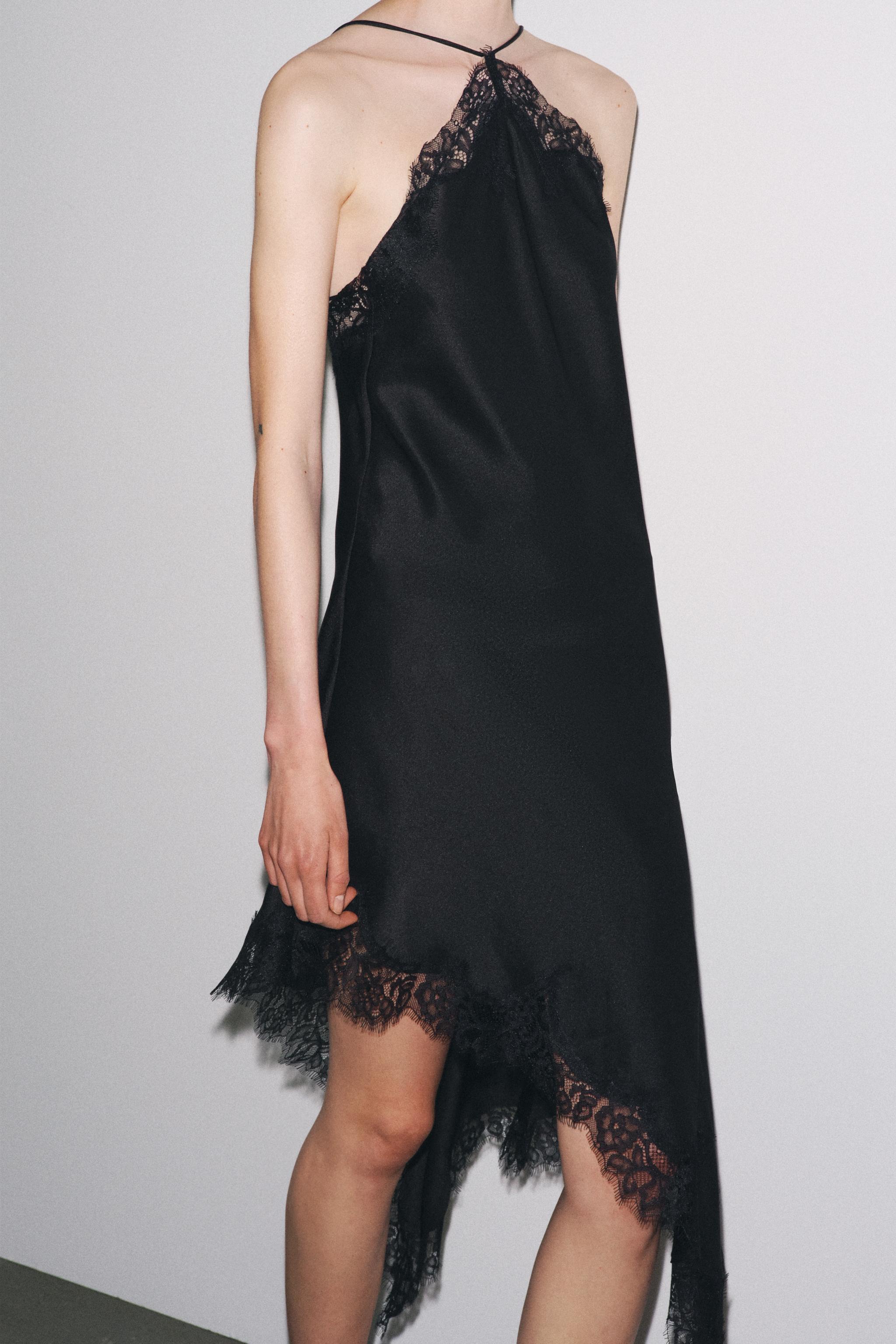 Vestido Satin Lace Negro Paulette