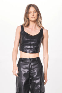Corset Negro de Cuero Barbara Final Sale