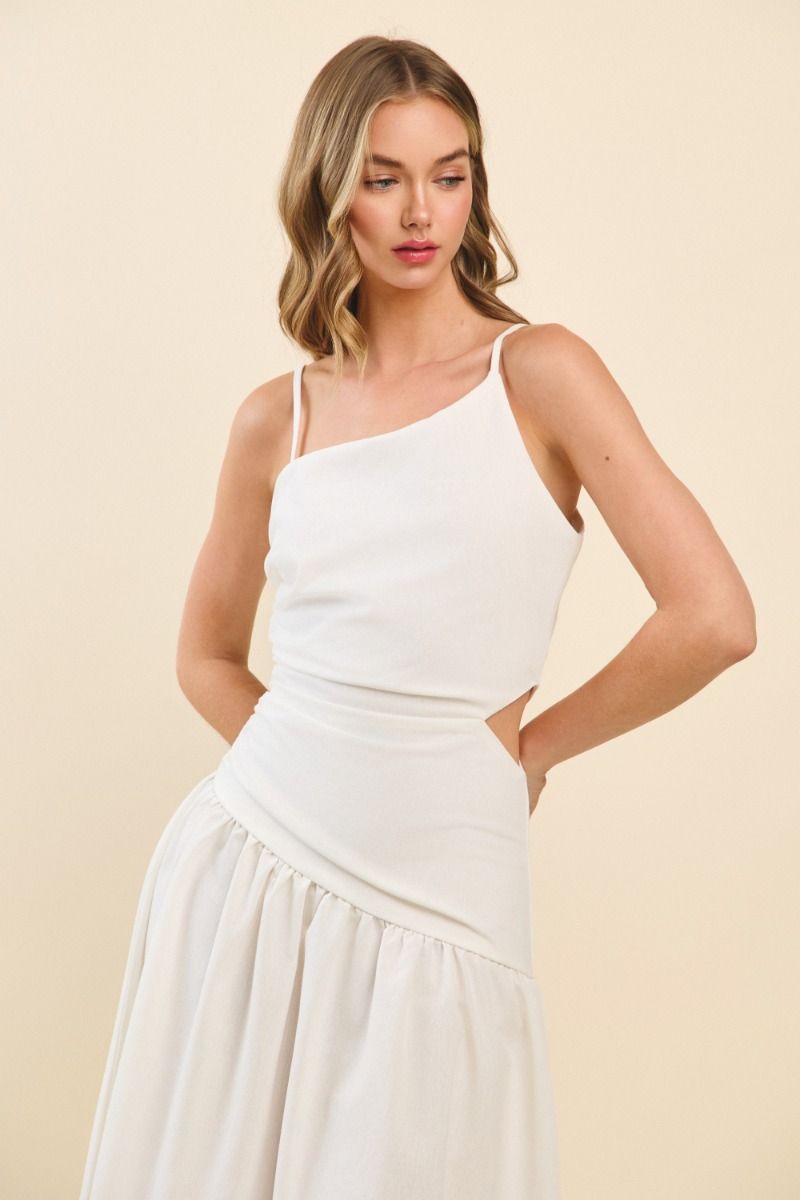 Vestido Blanco Asimétrico Cut Out Lena