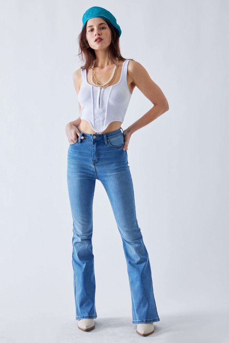 Pantalón Denim Straight Stretch Flare