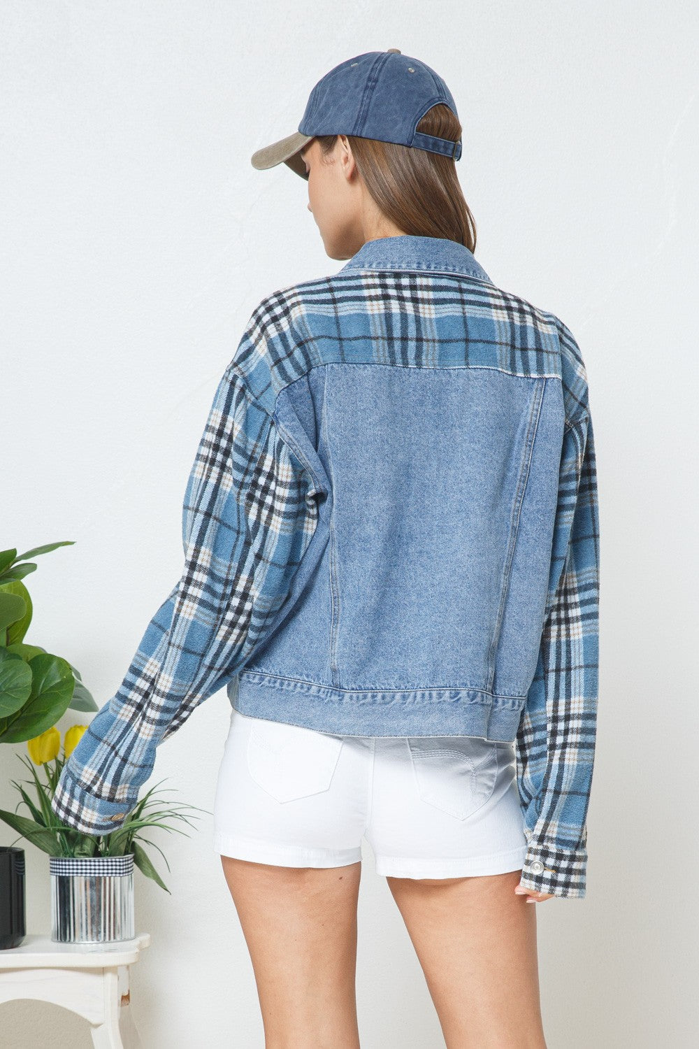 Chaqueta Denim Mix Plaid Blue London