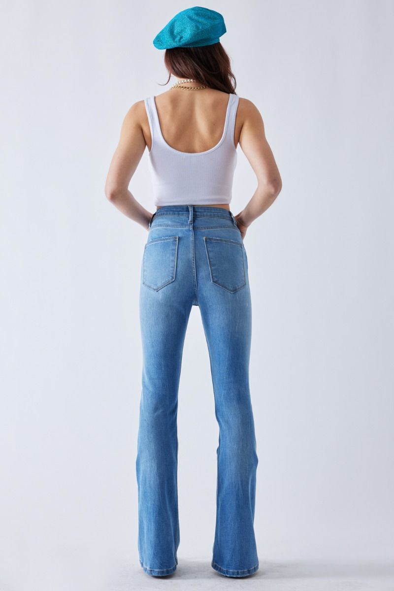 Pantalón Denim Straight Stretch Flare