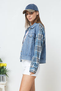 Chaqueta Denim Mix Plaid Blue London